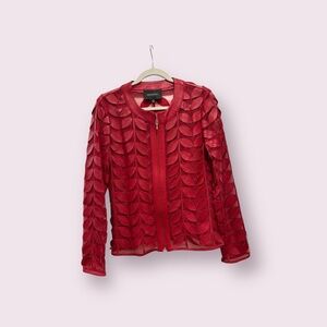 Nieman Marcus Jacket Fabulous Red Leather Leaves - Never Worn - Size Medium